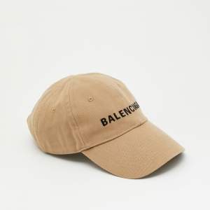 مملوكة مسبقًا قبعة بيسبول قطن مطرز بشعار بالنسياغا بيج حجم كبير