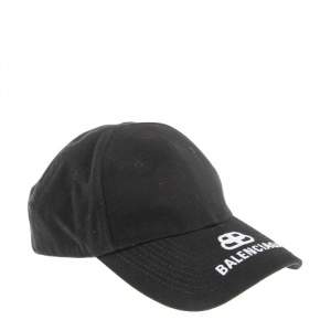 مملوكة مسبقًا Balenciaga Black Cotton BB Baseball Cap L