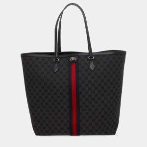 Balenciaga x Gucci Black Canvas Leather The Hacker Large Tote Bag