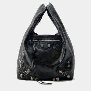 Balenciaga Black Leather Le Cagoule Shopper Bag