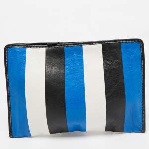 Balenciaga Tricolor Leather Stripe Bazar Pouch