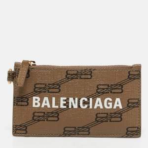 Balenciaga Brown BB Monogram Canvas Lanyard Card Holder