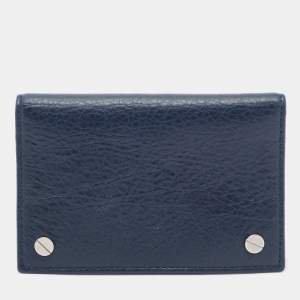 Balenciaga Navy Blue Leather Flap Card Case