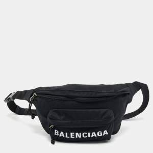 Balenciaga Black Nylon Logo Belt Bag