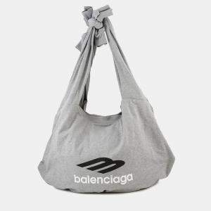 Pre Owned Balenciaga New Jersey Hobo Cool Tote Bag Gray Cotton