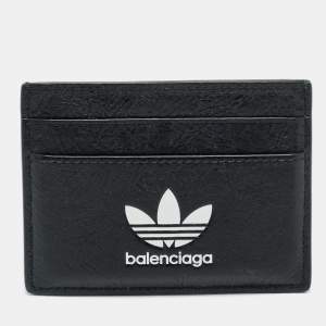 Pre Owned Balenciaga x Adidas Black Leather Card Holder