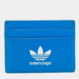 Pre Owned Balenciaga x Adidas Blue Leather Card Holder