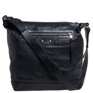 Balenciaga Black Leather RH Day Messenger Bag