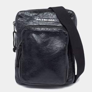 Balenciaga Black Leather Explorer Crossbody Bag