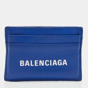 Balenciaga Blue Leather Logo Card Holder
