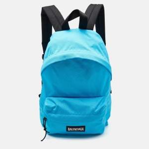 Balenciaga Blue Nylon Explorer Logo Backpack