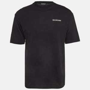 Balenciaga Black Logo Print Cotton T-Shirt XXS