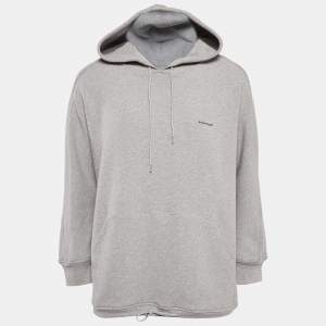 Pre Owned Balenciaga Grey Cotton Knit Oversized Hoodie S