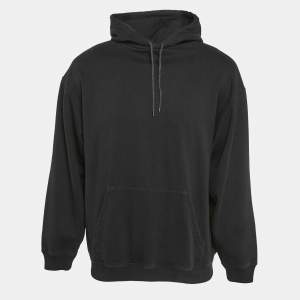 Balenciaga Black Logo Print Cotton Hooded Sweatshirt S