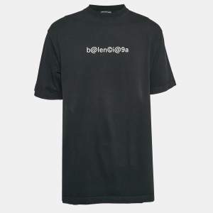 Balenciaga Black Logo Print Cotton T-Shirt XS