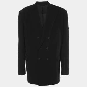 Balenciaga Black Nylon Double Breasted Blazer L
