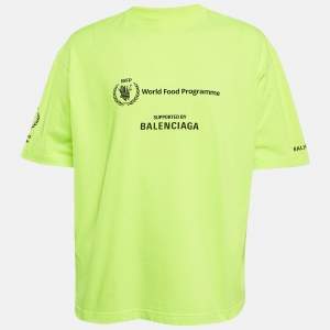 Balenciaga Neon Green Cotton World Food Programme Oversized T-Shirt XL