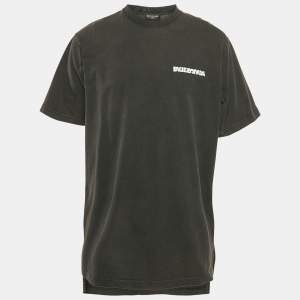 Pre Owned Balenciaga Unifit Black Faded Logo Embroidered Cotton Oversized T-Shirt M