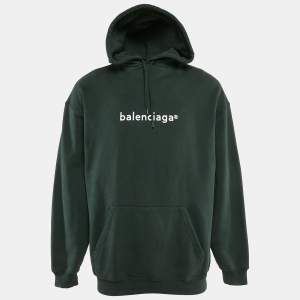 Balenciaga Green Copywrite Logo Print Cotton Hoodie L