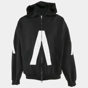 Balenciaga Black Distressed Cotton Archive Series Zip Up Hoodie XS