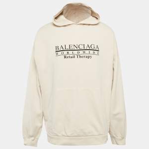Balenciaga Unisex Beige Retail Therapy Print Cotton Hoodie L