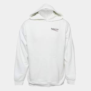 Balenciaga White Political Campaign Cotton Knit Hoodie L