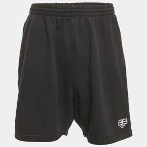 Balenciaga Black Knit Logo Embroidered Shorts M
