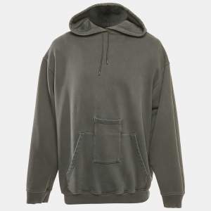 Balenciaga Grey Cotton Pocket Detail Oversized Hoodie S