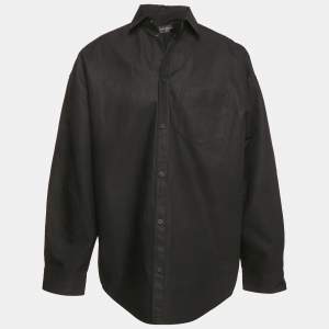 Balenciaga Unisex Black Cotton Gabardine Oversized Shirt XXS