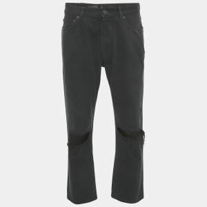 Balenciaga Unisex Black Knee Ripped Denim Straight Leg Jeans S Waist 31"