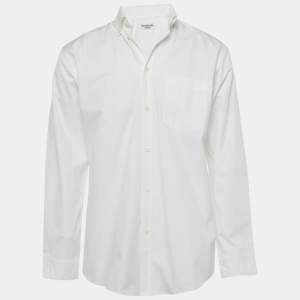 Balenciaga White Printed Cotton Oversized Shirt XS