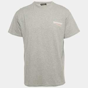 Balenciaga Grey Political Campaign Print Jersey T-Shirt XS