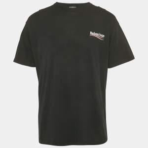 مملوكة مسبقًا Balenciaga Black Logo Print Cotton T-Shirt L