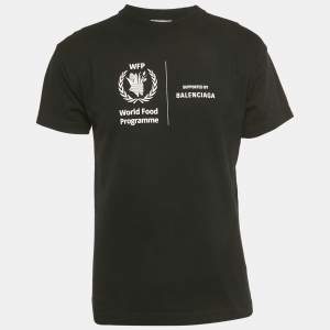 Pre Owned Balenciaga Unisex Black WFP Print Jersey T-Shirt S