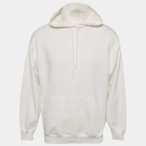 مملوكة مسبقًا Balenciaga White Logo Print Cotton Oversize Hoodie S