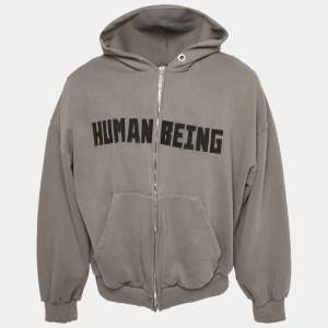 Pre Owned هودي بالنسياغا قطني بطبعة الشعار أسود مقاس متوسط