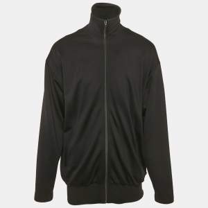 Pre Owned جاكيت بالنسياجا قماش جيرسي أسود بسحاب مقاس كبير - لارج