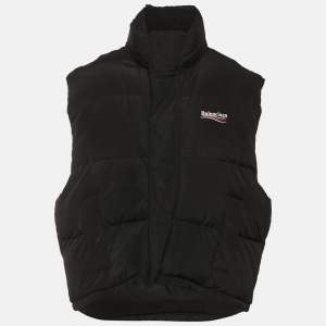 مملوكة مسبقًا Balenciaga Black Political Campaign Nylon Oversized Puffer Vest S