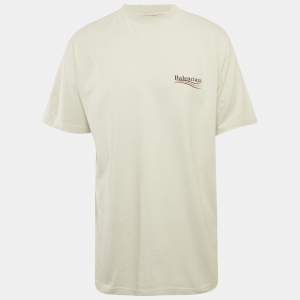 مملوكة مسبقًا Balenciaga Grey Political Campaign Print Jersey T-Shirt XS