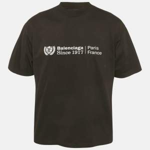مملوكة مسبقًا Balenciaga Unisex Black Logo Embroidered Jersey T-Shirt XS
