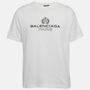 مملوكة مسبقًا توب بالنسياجا أبيض بشعار مطبوع جيرسي مقاس صغير