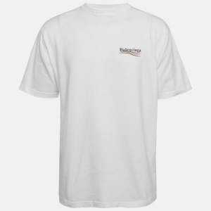 مملوكة مسبقًا تي شيرت بالنسياقا أبيض تصميم حملة سياسية مطبوع جيرسي مقاس صغير