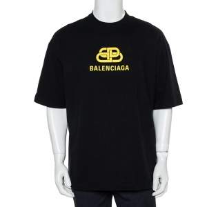 Balenciaga Black Cotton Crewneck Logo Print T-Shirt L