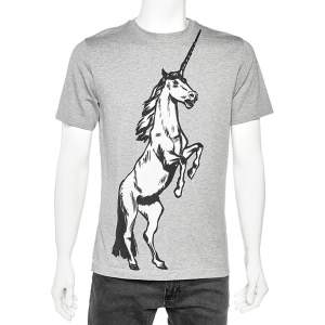 Balenciaga Grey Unicorn Printed Cotton Crewneck T-Shirt XS