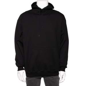 Pre Owned Balenciaga Black Logo Printed Cotton Oversized Hoodie S