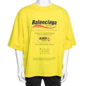 Balenciaga Yellow Cotton Dry Cleaning Boxy T Shirt XL