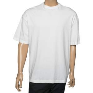 Balenciaga White Cotton Tattoo Style Logo Embroidered Crew Neck T-Shirt S