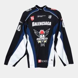 Balenciaga Color Block Paneled Logo Printed Mesh Jersey Hockey T-Shirt XXS