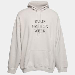 Pre Owned Balenciaga Grey Fashion Week Print Cotton Hoodie S