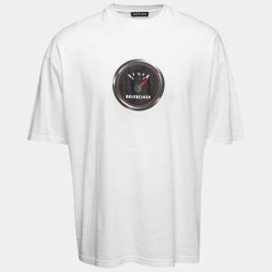 مملوكة مسبقًا Balenciaga White Cotton Fuel Gauge Graphic Print T-Shirt M